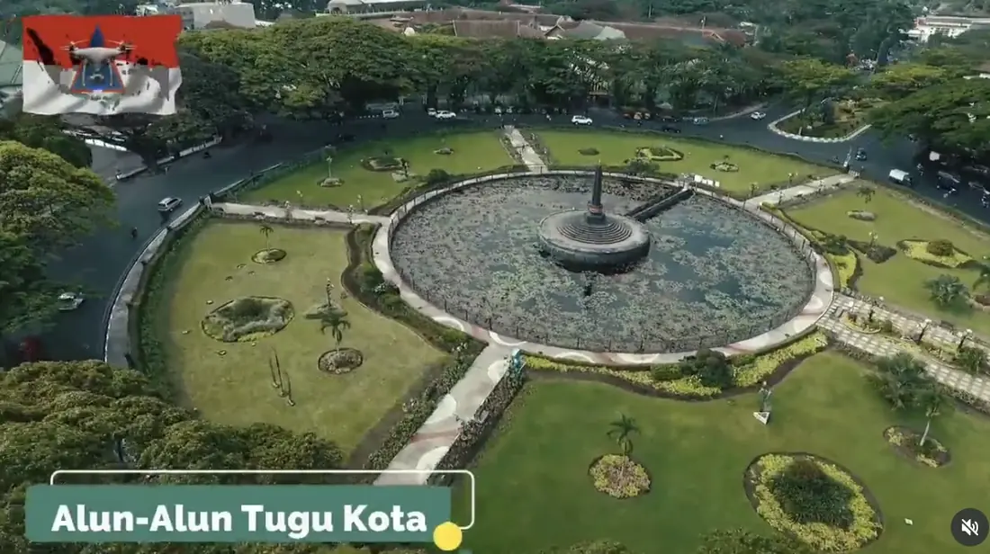 Dokumentasi udara Alun-Alun Tugu, Kota Malang